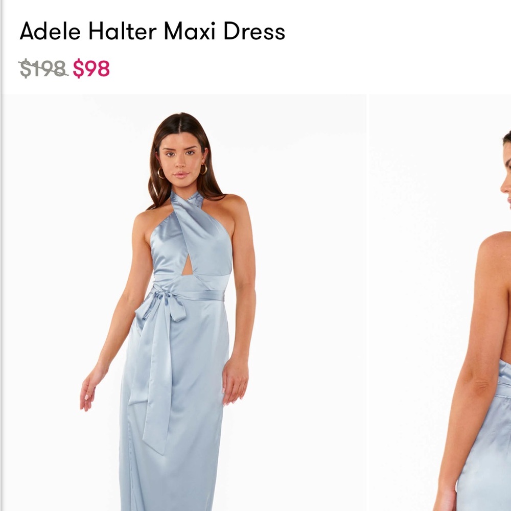 Adele Halter Maxi Dress ~ Steel Blue Luxe Satin Show Me Your MuMu